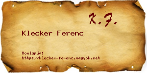 Klecker Ferenc névjegykártya