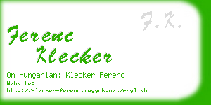 ferenc klecker business card